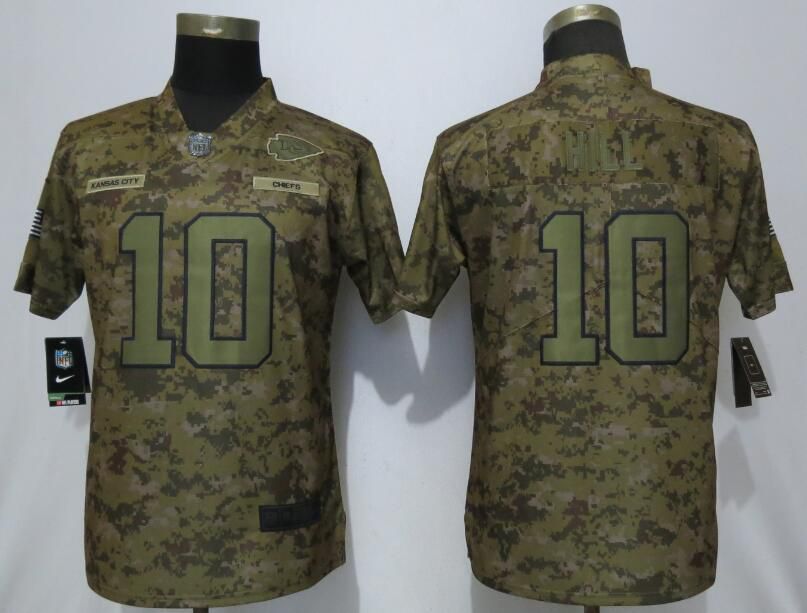 Women Kansas City Chiefs #10 Hill Nike Camo Salute to Service Limited NFL Jerseys->women nfl jersey->Women Jersey